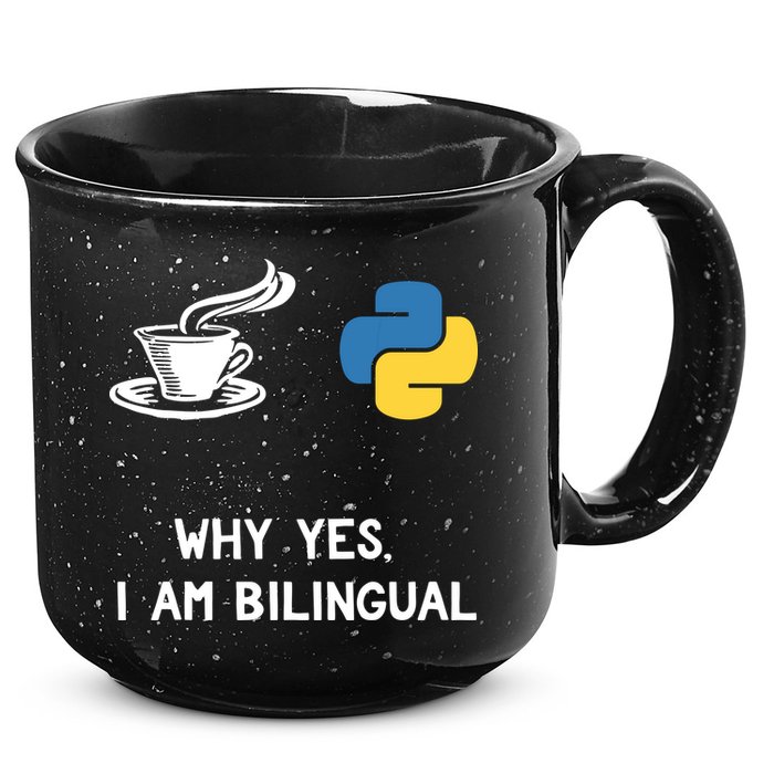 Funny Python Java Programmer Bilingual Coder Gift Tee 15oz Campfire Ceramic Mug