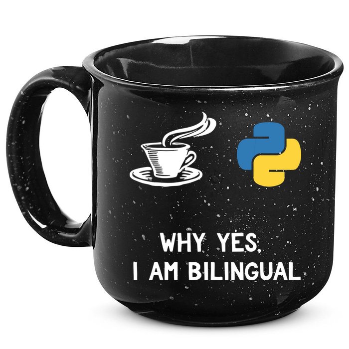 Funny Python Java Programmer Bilingual Coder Gift Tee 15oz Campfire Ceramic Mug