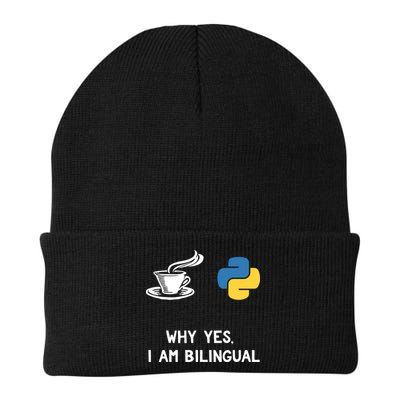 Funny Python Java Programmer Bilingual Coder Gift Tee Beanie