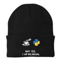Funny Python Java Programmer Bilingual Coder Gift Tee Beanie