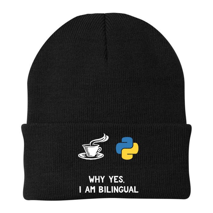 Funny Python Java Programmer Bilingual Coder Gift Tee Beanie
