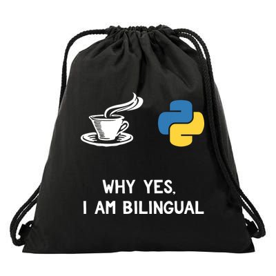Funny Python Java Programmer Bilingual Coder Gift Tee Drawstring Bag