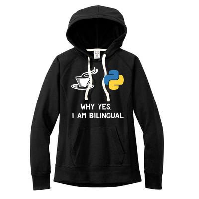 Funny Python Java Programmer Bilingual Coder Gift Tee Women's Fleece Hoodie