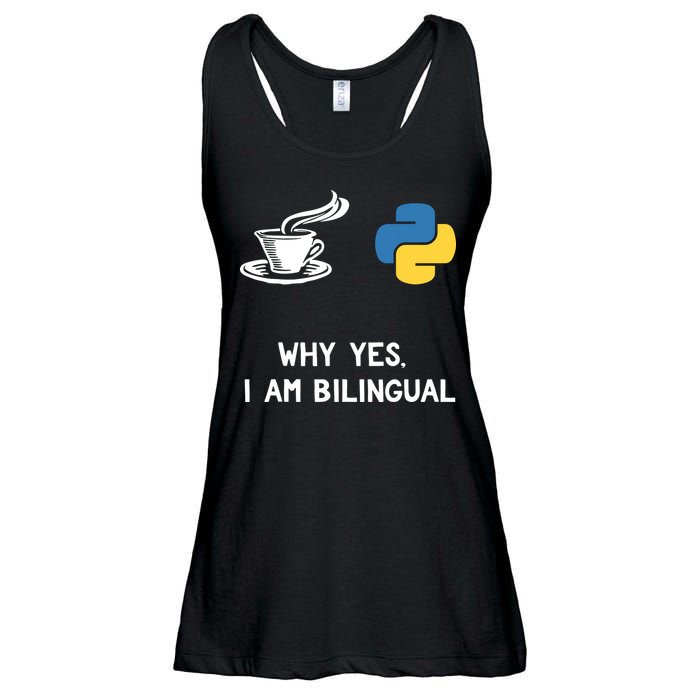 Funny Python Java Programmer Bilingual Coder Gift Tee Ladies Essential Flowy Tank