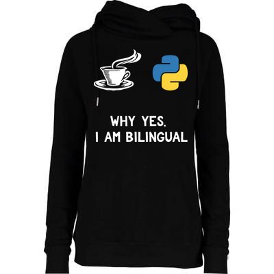 Funny Python Java Programmer Bilingual Coder Gift Tee Womens Funnel Neck Pullover Hood