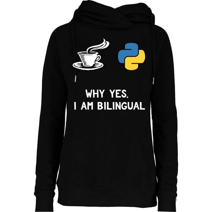 Funny Python Java Programmer Bilingual Coder Gift Tee Womens Funnel Neck Pullover Hood