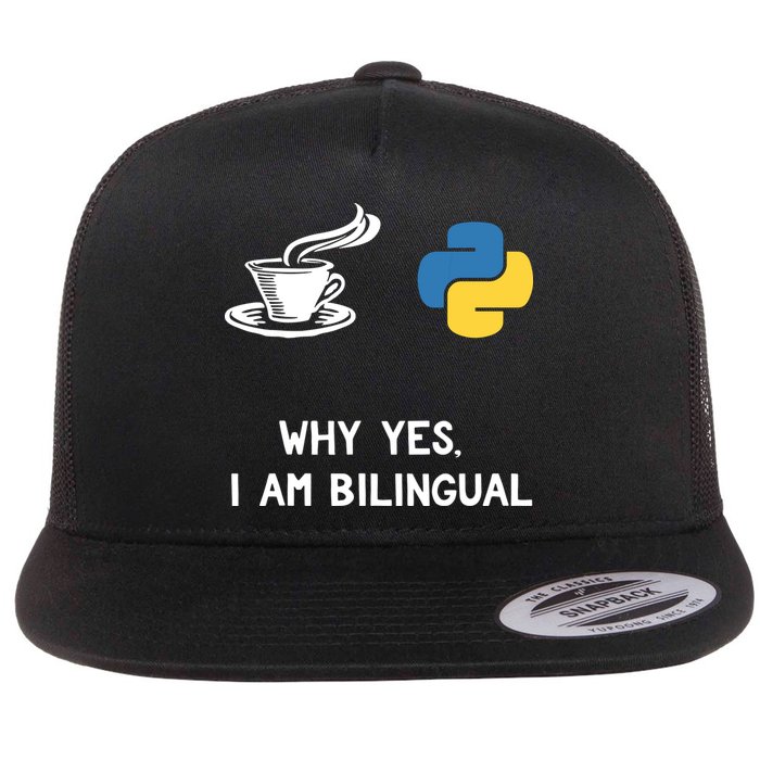 Funny Python Java Programmer Bilingual Coder Gift Tee Flatbill Hat
