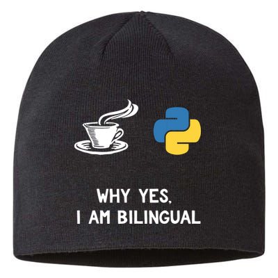 Funny Python Java Programmer Bilingual Coder Gift Tee Sustainable Beanie
