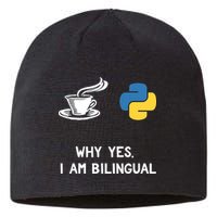 Funny Python Java Programmer Bilingual Coder Gift Tee Sustainable Beanie