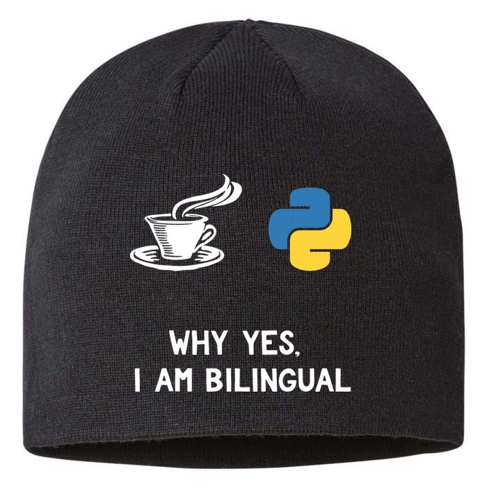 Funny Python Java Programmer Bilingual Coder Gift Tee Sustainable Beanie