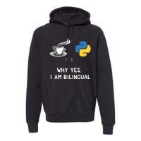 Funny Python Java Programmer Bilingual Coder Gift Tee Premium Hoodie