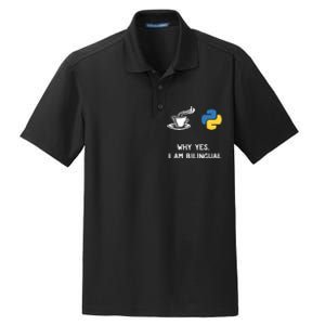 Funny Python Java Programmer Bilingual Coder Gift Tee Dry Zone Grid Polo