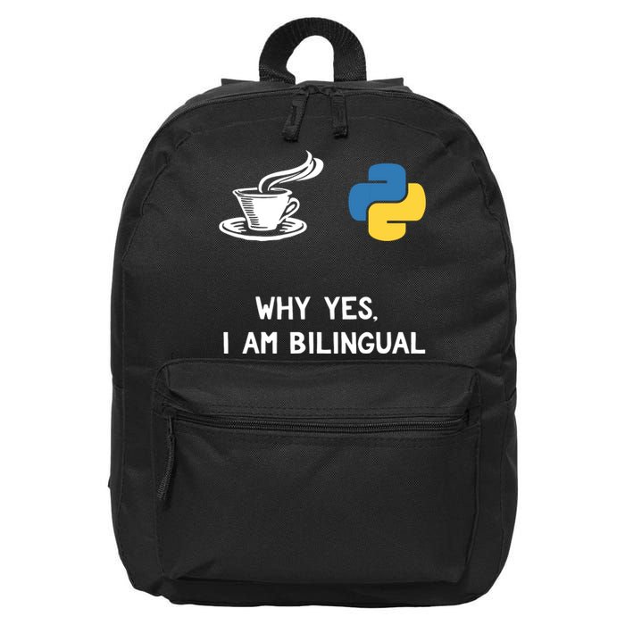 Funny Python Java Programmer Bilingual Coder Gift Tee 16 in Basic Backpack