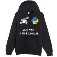 Funny Python Java Programmer Bilingual Coder Gift Tee Premium Pullover Hoodie