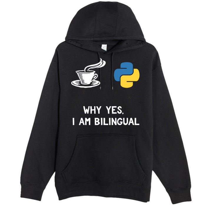 Funny Python Java Programmer Bilingual Coder Gift Tee Premium Pullover Hoodie