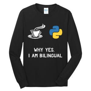 Funny Python Java Programmer Bilingual Coder Gift Tee Tall Long Sleeve T-Shirt