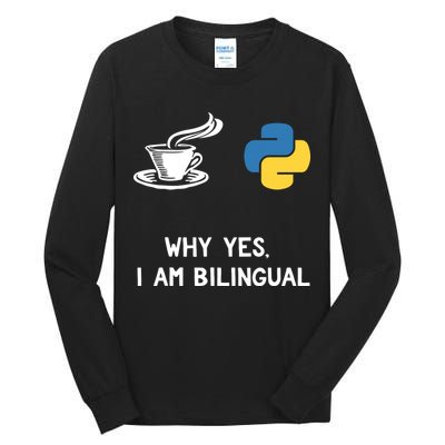 Funny Python Java Programmer Bilingual Coder Gift Tee Tall Long Sleeve T-Shirt