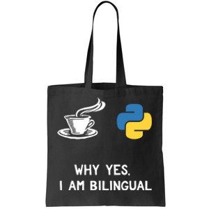 Funny Python Java Programmer Bilingual Coder Gift Tee Tote Bag