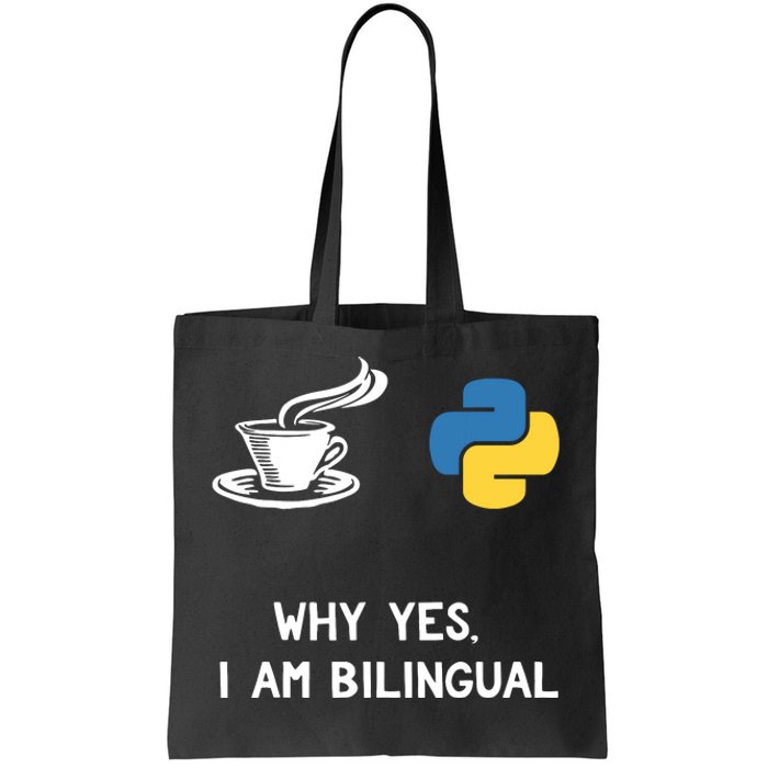 Funny Python Java Programmer Bilingual Coder Gift Tee Tote Bag