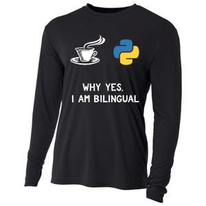 Funny Python Java Programmer Bilingual Coder Gift Tee Cooling Performance Long Sleeve Crew