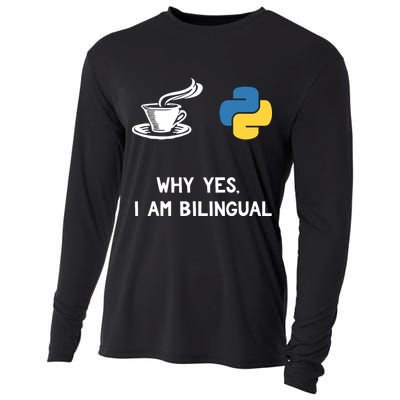 Funny Python Java Programmer Bilingual Coder Gift Tee Cooling Performance Long Sleeve Crew