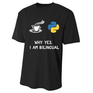 Funny Python Java Programmer Bilingual Coder Gift Tee Performance Sprint T-Shirt