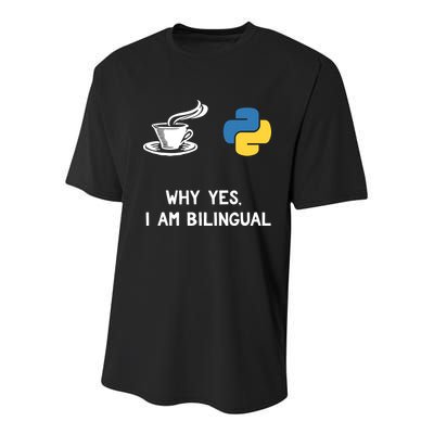 Funny Python Java Programmer Bilingual Coder Gift Tee Youth Performance Sprint T-Shirt