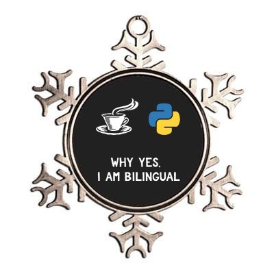 Funny Python Java Programmer Bilingual Coder Gift Tee Metallic Star Ornament