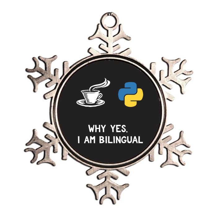 Funny Python Java Programmer Bilingual Coder Gift Tee Metallic Star Ornament