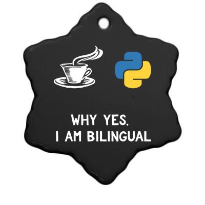 Funny Python Java Programmer Bilingual Coder Gift Tee Ceramic Star Ornament