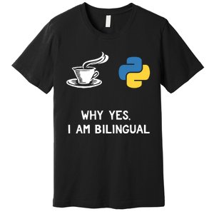 Funny Python Java Programmer Bilingual Coder Gift Tee Premium T-Shirt