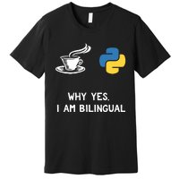 Funny Python Java Programmer Bilingual Coder Gift Tee Premium T-Shirt