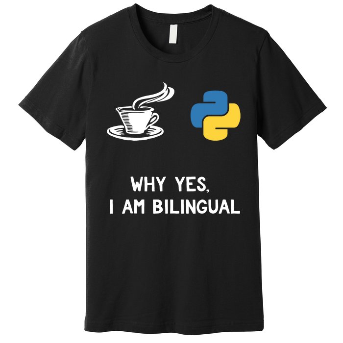 Funny Python Java Programmer Bilingual Coder Gift Tee Premium T-Shirt