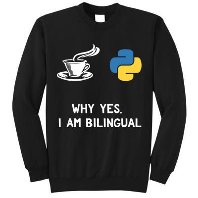 Funny Python Java Programmer Bilingual Coder Gift Tee Tall Sweatshirt