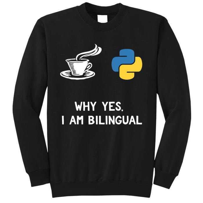 Funny Python Java Programmer Bilingual Coder Gift Tee Tall Sweatshirt