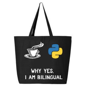 Funny Python Java Programmer Bilingual Coder Gift Tee 25L Jumbo Tote