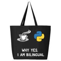 Funny Python Java Programmer Bilingual Coder Gift Tee 25L Jumbo Tote