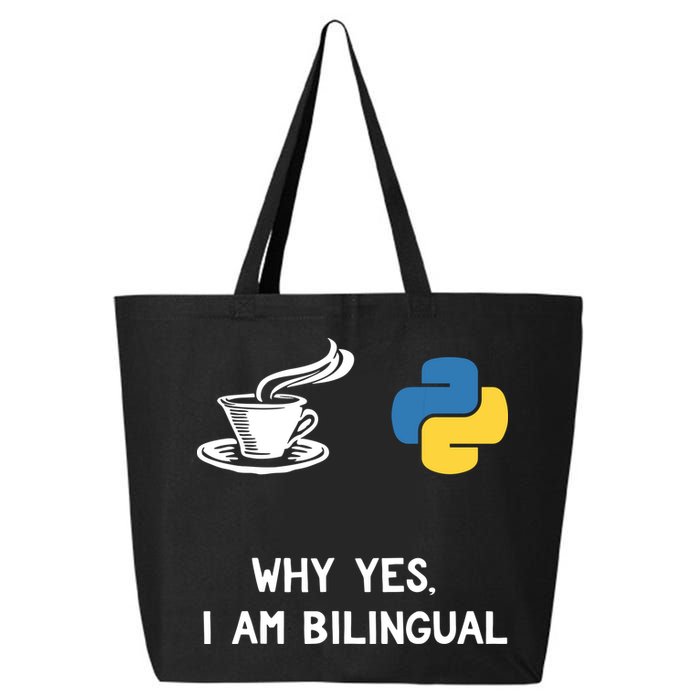 Funny Python Java Programmer Bilingual Coder Gift Tee 25L Jumbo Tote