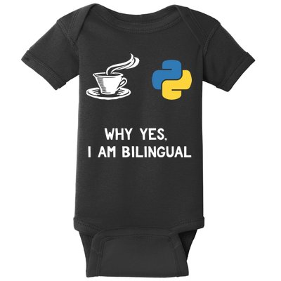 Funny Python Java Programmer Bilingual Coder Gift Tee Baby Bodysuit