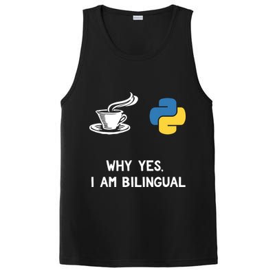 Funny Python Java Programmer Bilingual Coder Gift Tee PosiCharge Competitor Tank