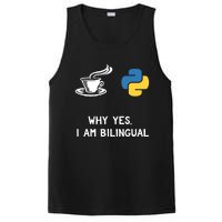 Funny Python Java Programmer Bilingual Coder Gift Tee PosiCharge Competitor Tank