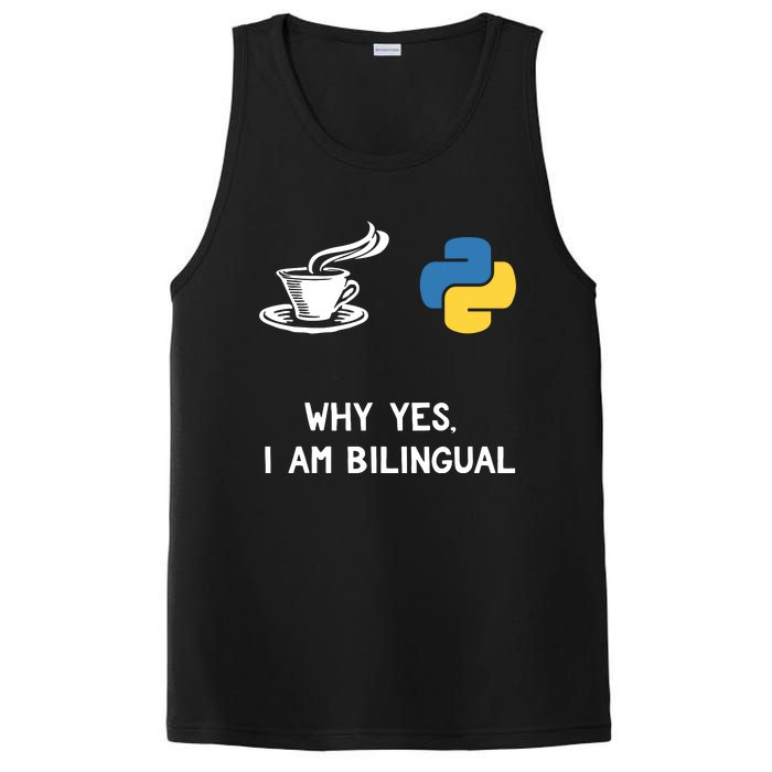 Funny Python Java Programmer Bilingual Coder Gift Tee PosiCharge Competitor Tank