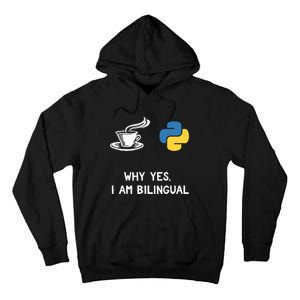 Funny Python Java Programmer Bilingual Coder Gift Tee Tall Hoodie