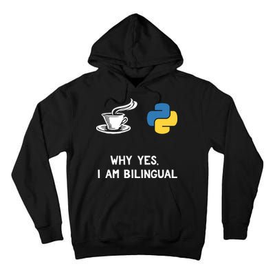 Funny Python Java Programmer Bilingual Coder Gift Tee Tall Hoodie
