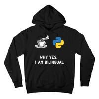 Funny Python Java Programmer Bilingual Coder Gift Tee Tall Hoodie