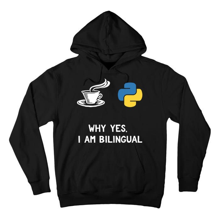 Funny Python Java Programmer Bilingual Coder Gift Tee Tall Hoodie