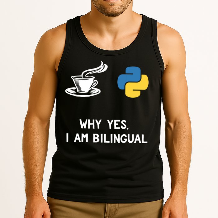 Funny Python Java Programmer Bilingual Coder Gift Tee Tank Top