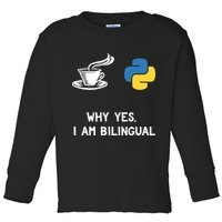 Funny Python Java Programmer Bilingual Coder Gift Tee Toddler Long Sleeve Shirt