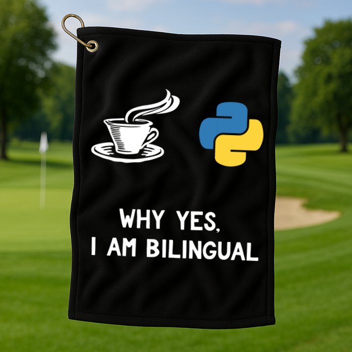 Funny Python Java Programmer Bilingual Coder Gift Tee Golf Towel