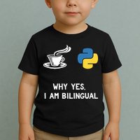 Funny Python Java Programmer Bilingual Coder Gift Tee Toddler T-Shirt